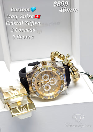 Cruise Star "Gold and Gold" 46mm/Maquinaria Suiza/Cristal Záfiro/3 Correas/2 Covers