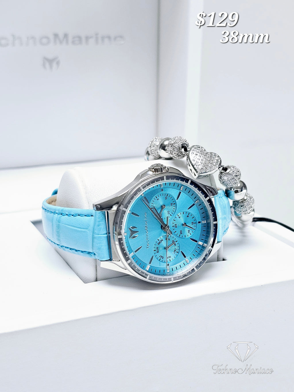 Moonsun 2024 38mm Siver/Baby Blue