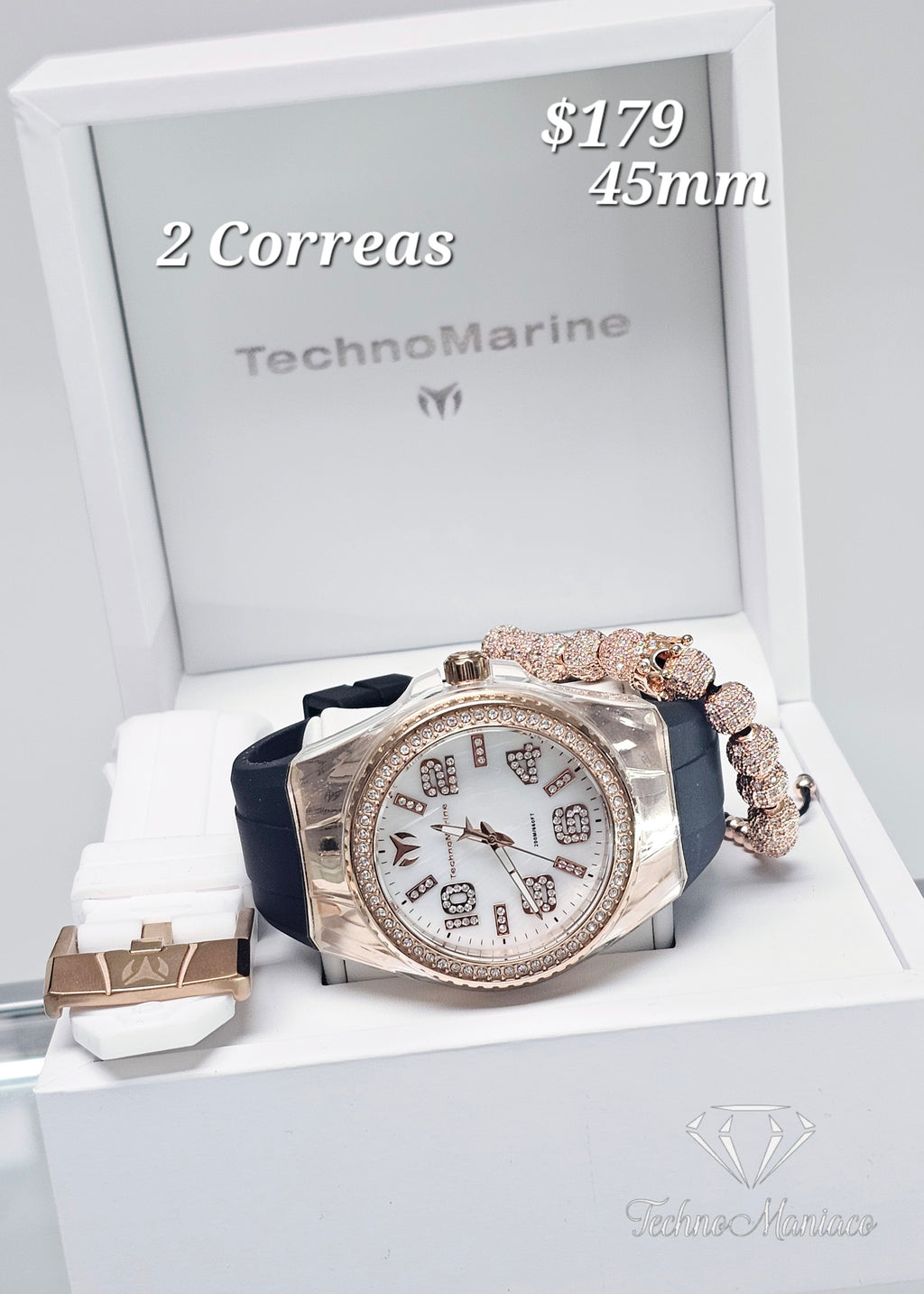 Cruise Monogram 45mm 2 Correas Rose Gold/White