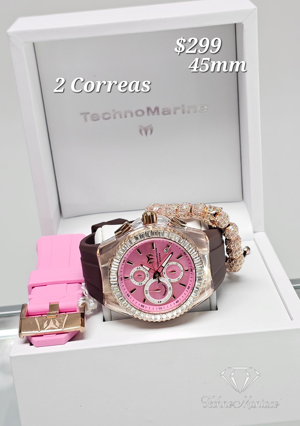 Cruise 45mm Baguettes Edition Rose Gold/Pink 2 Correas