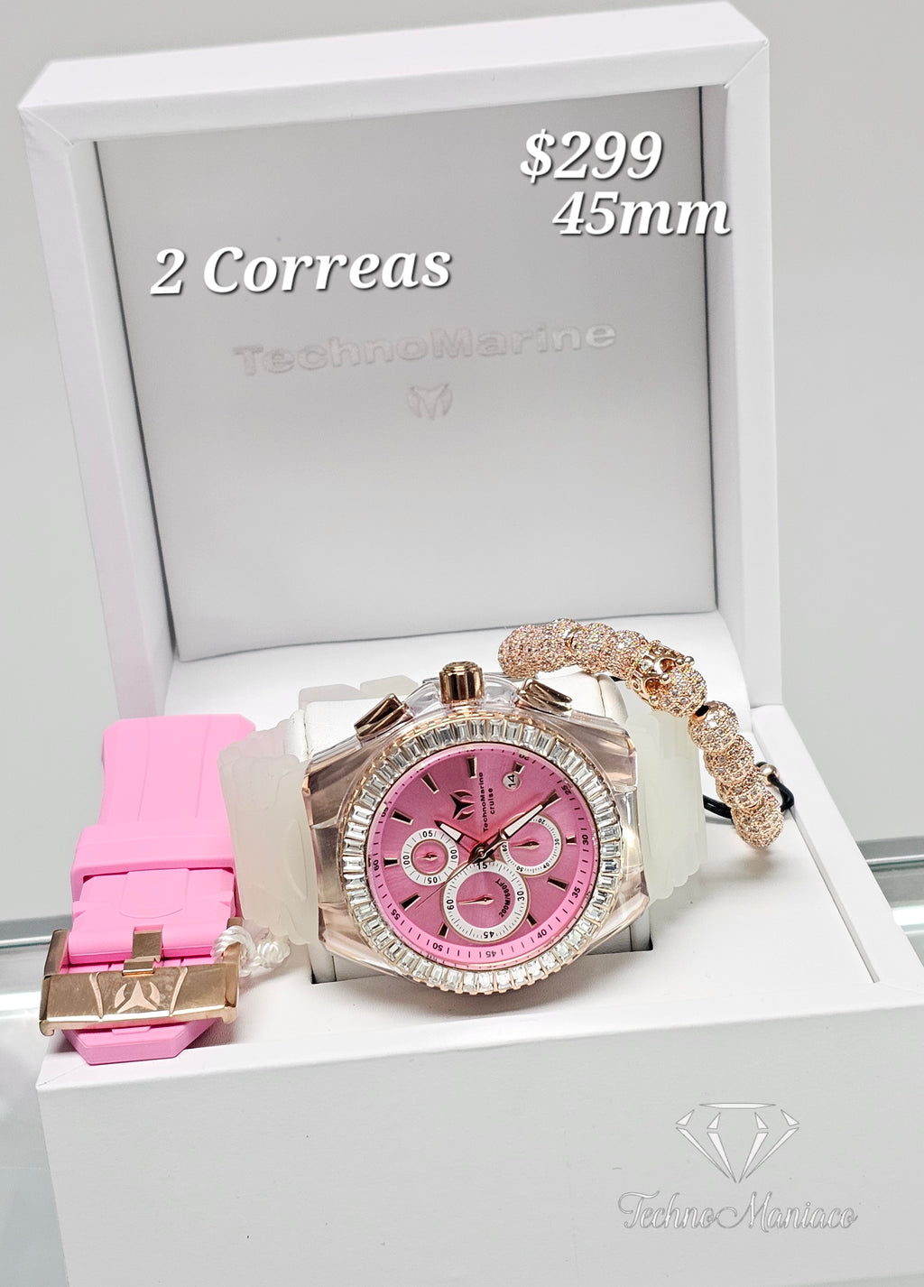 Cruise 45mm Baguettes Edition Rose Gold/Pink 2 Correas