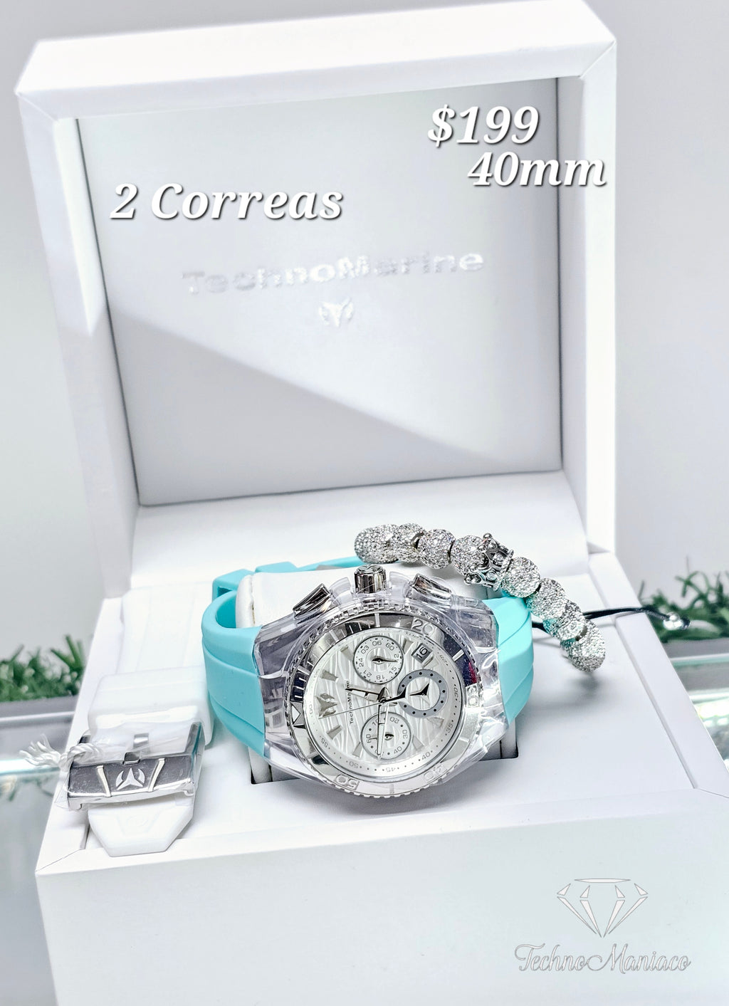 Cruise Star 40mm Silver/White 2 Correas