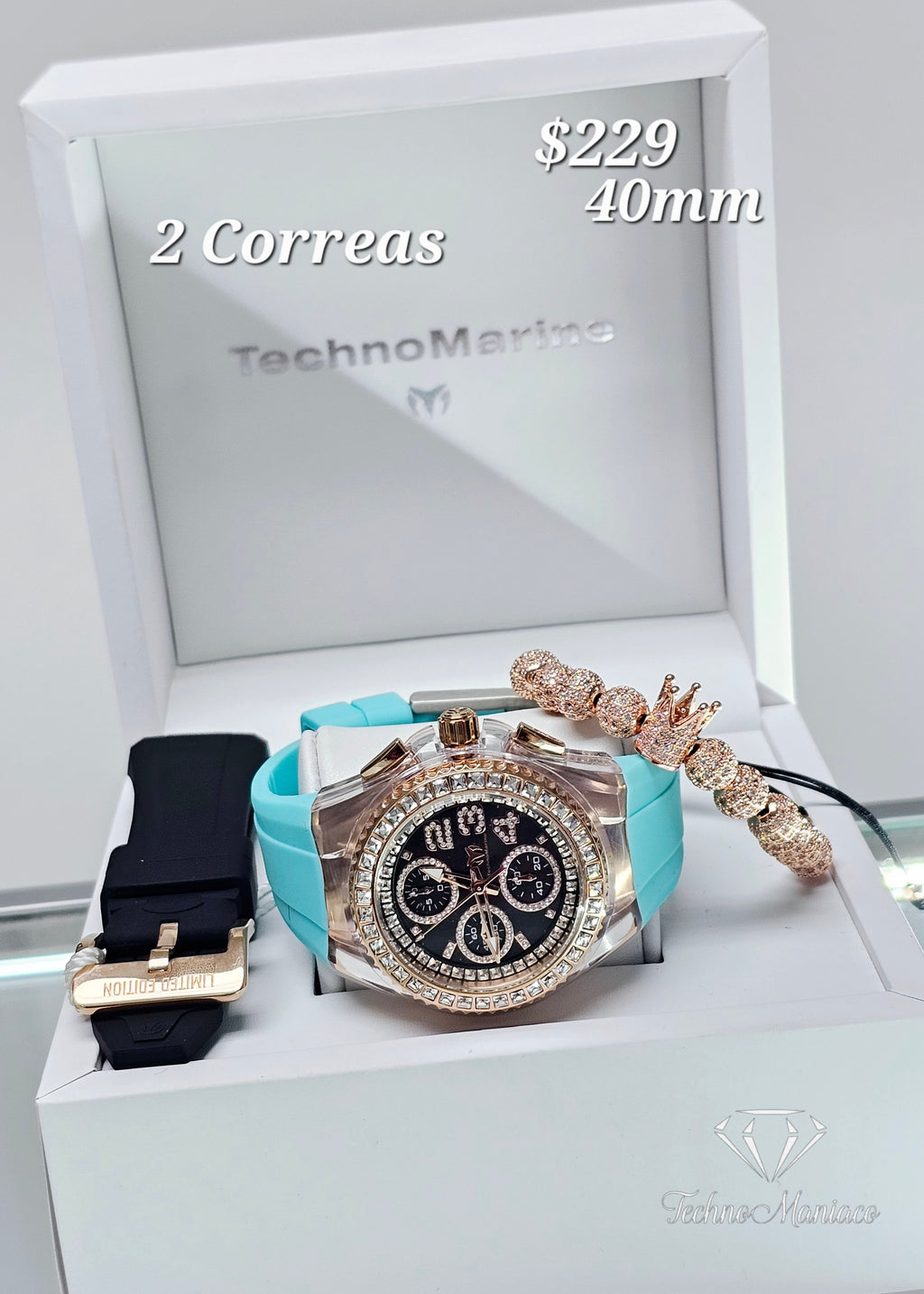 Cruise Glitz 40mm Rose Gold/White 2 Correas