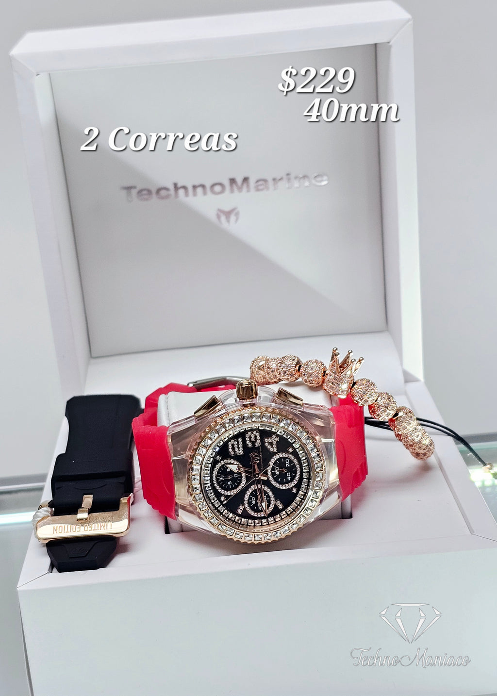 Cruise Glitz 40mm Rose Gold/White 2 Correas