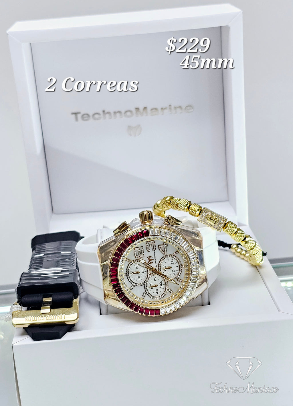 Cruise Glitz 45mm 2 Correas Gold/White/Red