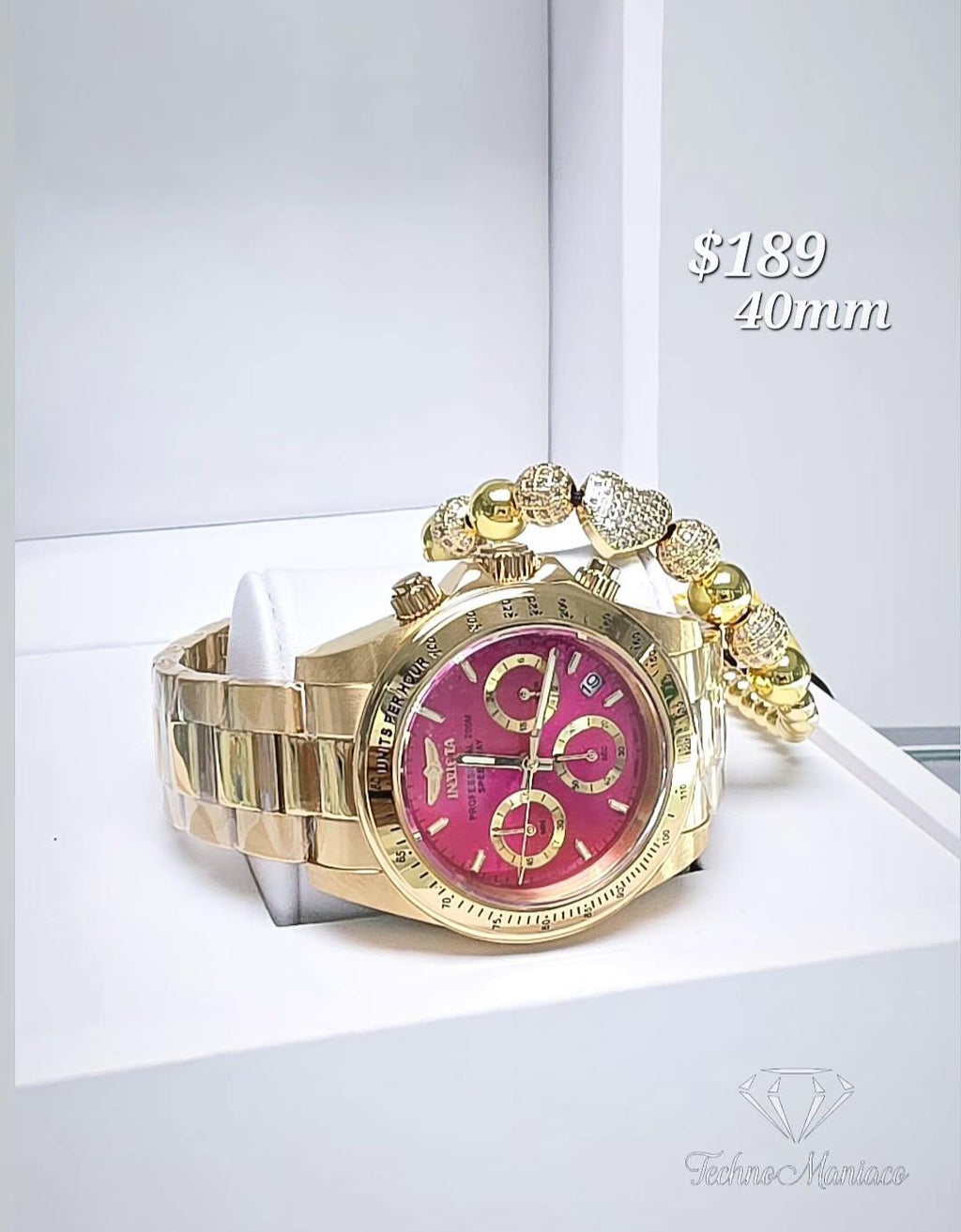 Invicta Speedway 40mm Gold/Pink(Pre order)