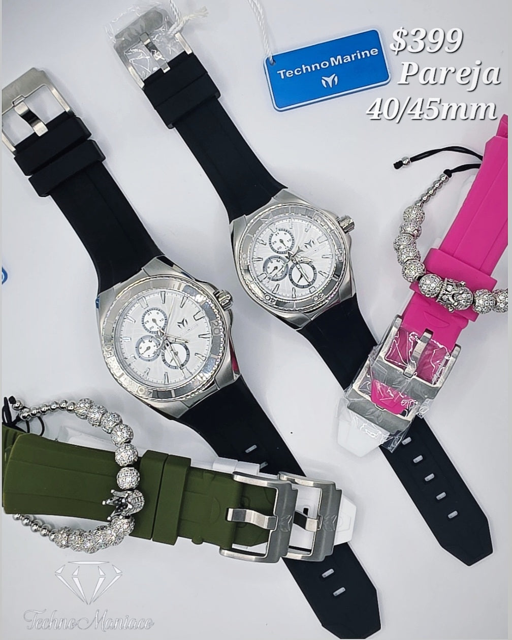 Pareja Cruise California 2025 40/45mm Silver/White 3 Correas C.U.